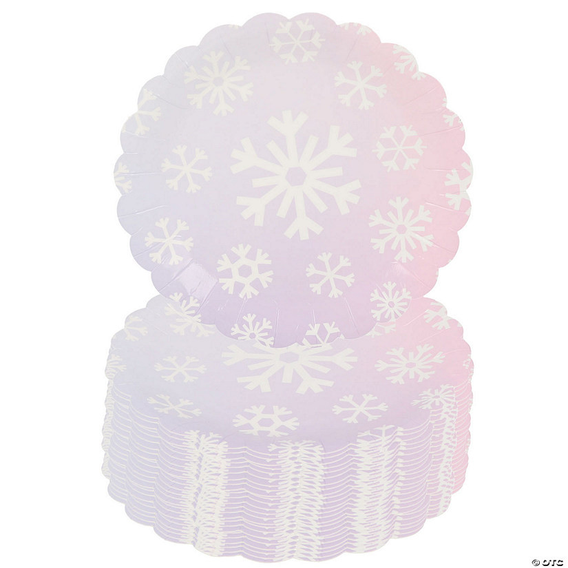 7" Ombre Pastel Arctic Wonderland Snowflake Disposable Paper Dessert Plates – 24 Ct. | Oriental Trading Company