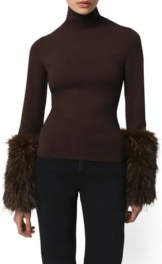 Apparis Pluche™ Faux Fur Cuff Turtleneck Sweater | Nordstrom | Nordstrom