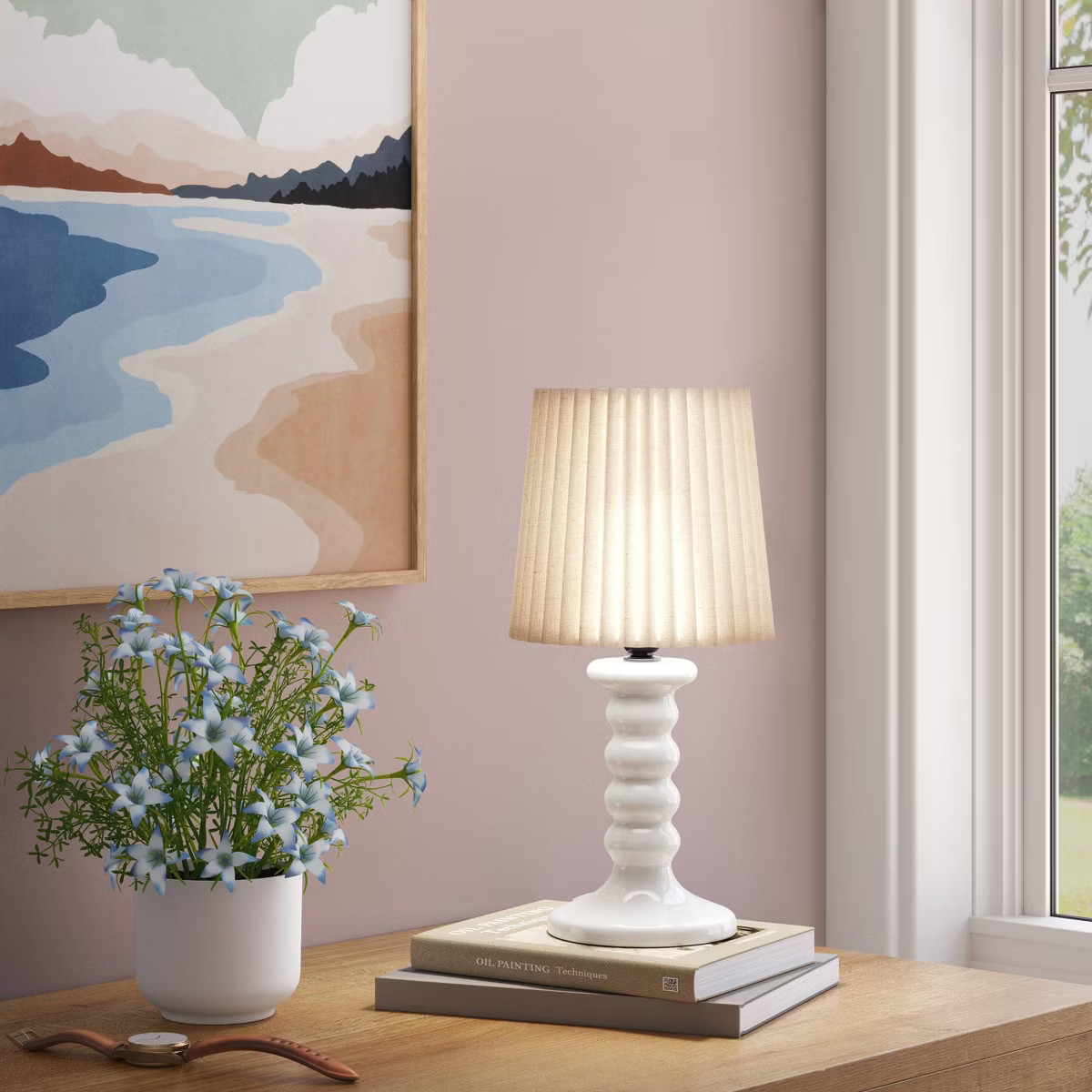Mini Stick Table Lamp with Pleated Shade - Room Essentials™ | Target
