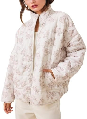 Womens Quilted Jackets Corduroy Lightweight Coat Full-Zip Padded Fall Casual Outerwear with Pocke... | Amazon (US)