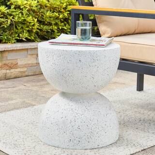 Glitzhome 17.75 in. H Multi-Functional MGO Resin Faux Terrazzo White Garden Stool or Planter Stan... | The Home Depot