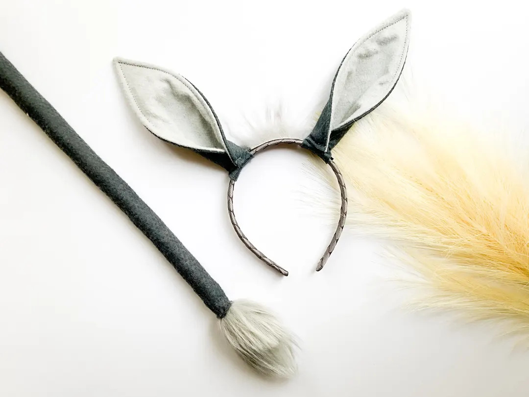 GRAY DONKEY Costume Headband And/or Tail, Upright Ears, Toddler Child Adult Size, Animal Party Ea... | Etsy (US)