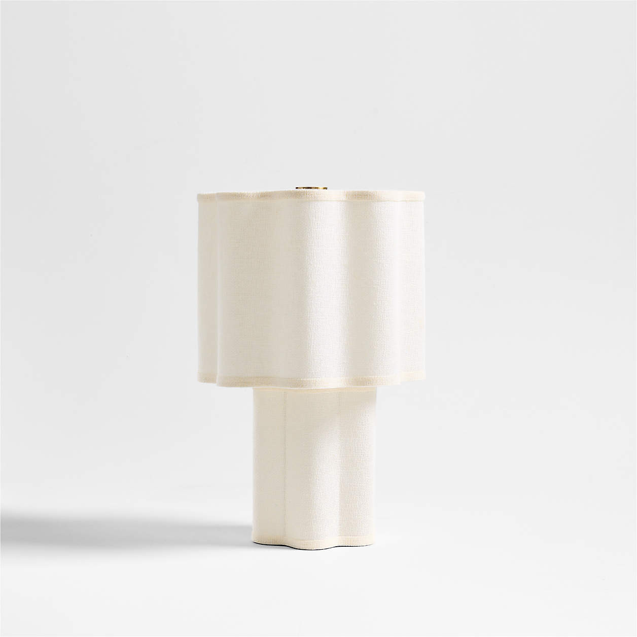 Ola Warm White Linen Mini Table Lamp 13" | Crate & Barrel | Crate & Barrel