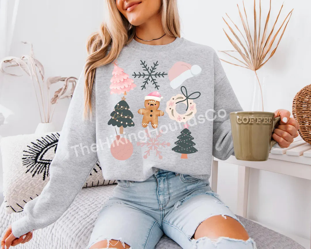 Pink Christmas Sweatshirt - Etsy | Etsy (US)