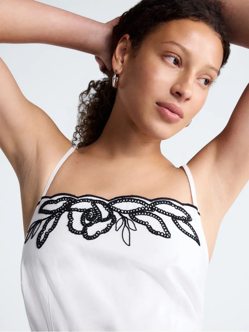 Free Assembly Women's and Women's Plus Embroidered Cotton Midi Dress, Sizes XS-4X | Walmart (US)