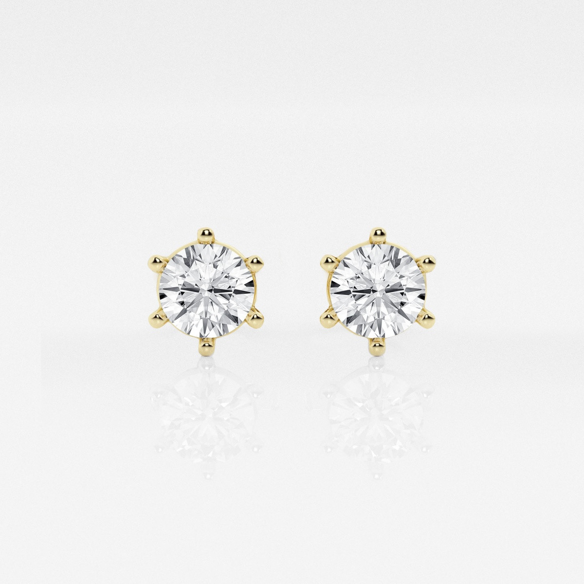 1 ctw Round Near-Colorless Lab Grown Diamond Six Prong Stud Earrings | Grown Brilliance
