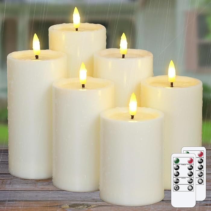 Outdoor 6pcs Flameless Waterproof Candles with Handy Remote Control, Cycle Timer Battery Operated... | Amazon (US)