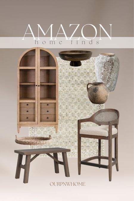 Latest Amazon home favorites!

Arched display cabinet, glass door cabinet, upright cabinet, counter stool, barstool, wood bench, vase, jug vase, wood bowl, woven tray, green area rug, traditional home, living room furniture, neutral home

#LTKhome #LTKstyletip