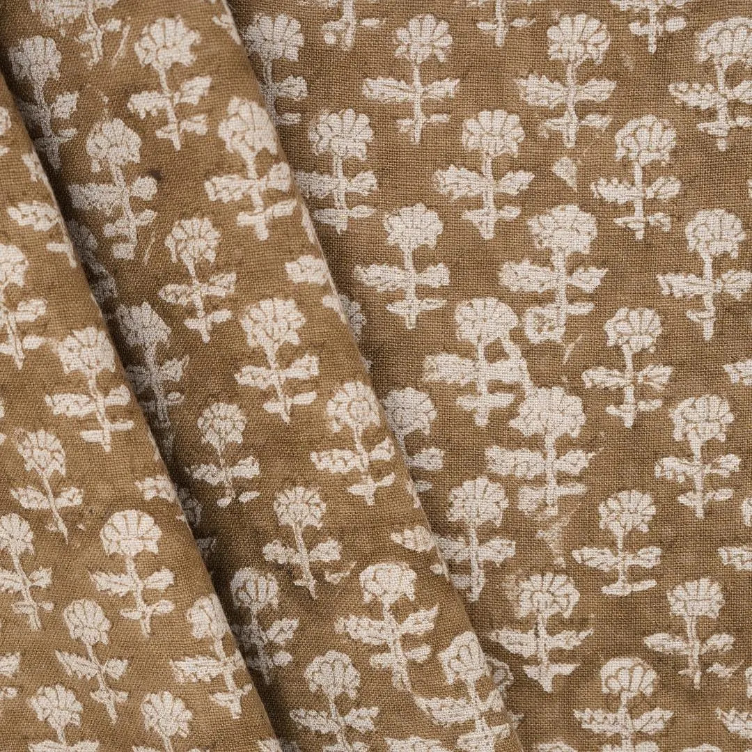 Upholstery Fabric by yard bulk Brown Decor cloth floral pattern Block Print Upholstery Linen Fabric Designer Material for Curtains Pillows | Etsy (Global)
