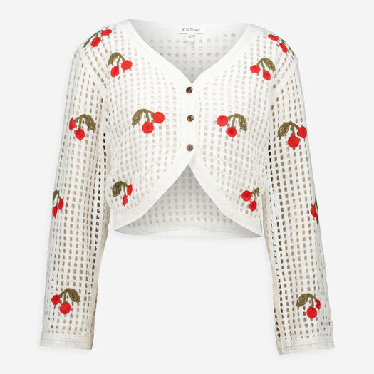 White Embroidered Crochet Cardigan | TK Maxx