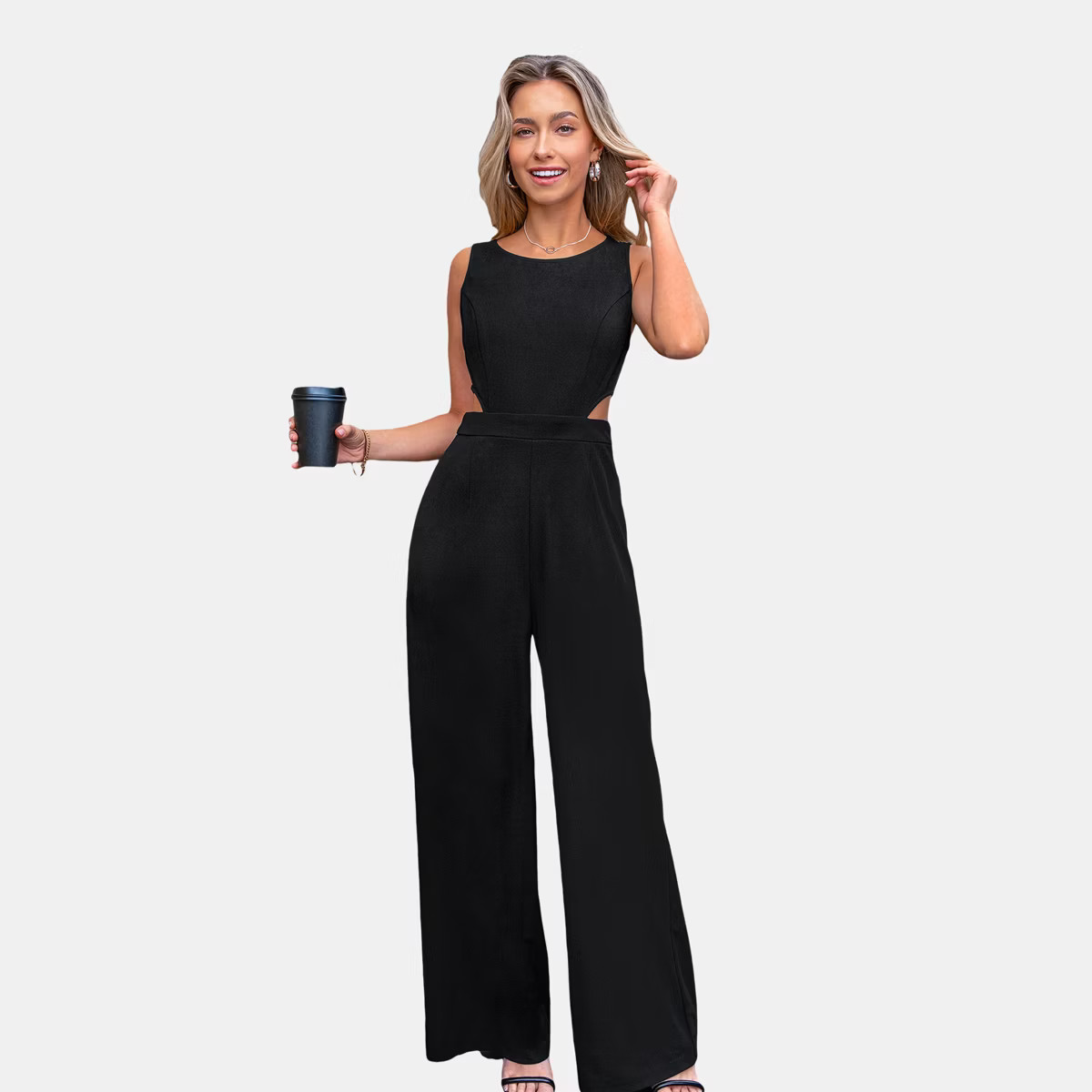 Women's Elegant Sleeveless Wide-Leg Jumpsuit - Cupshe-M-Black | Target