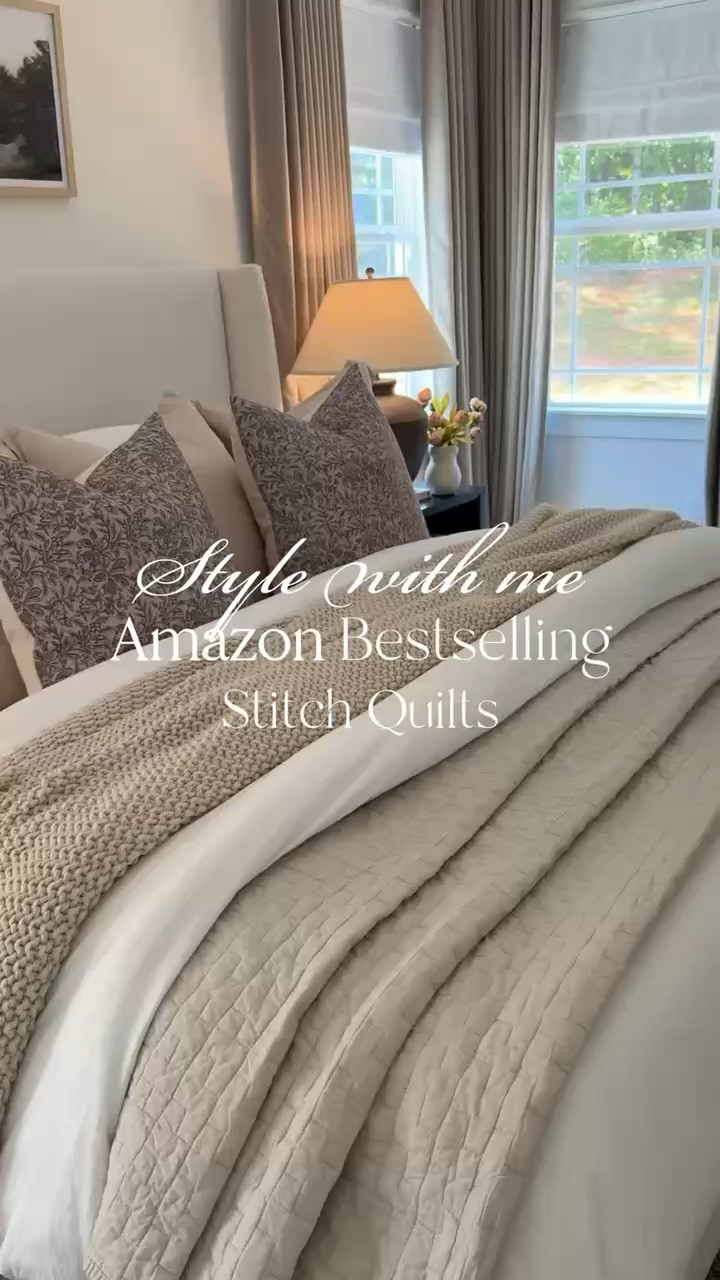 Style our layered bedroom with me 🤍 Would you believe these stitch quilts are from Amazon? I absolutely love how they’ve elevated our neutral bedroom. 🫶🏻

#LTKHome