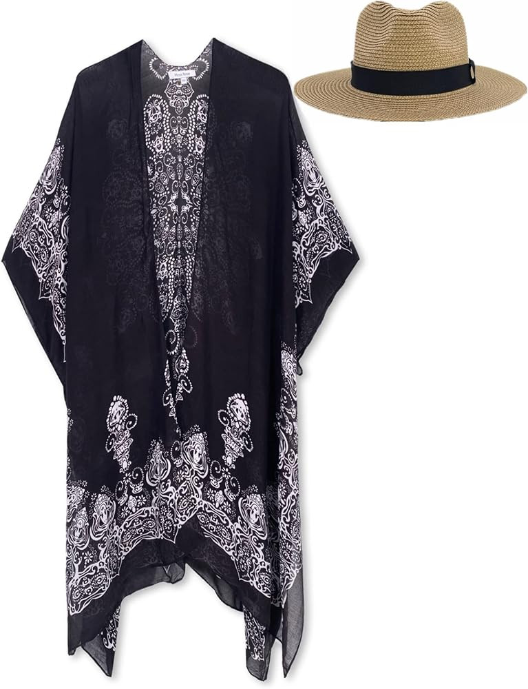 Moss Rose Women's Beach Cover up Swimsuit Kimono with Bohemian Floral Print, Loose Casual Resort ... | Amazon (US)