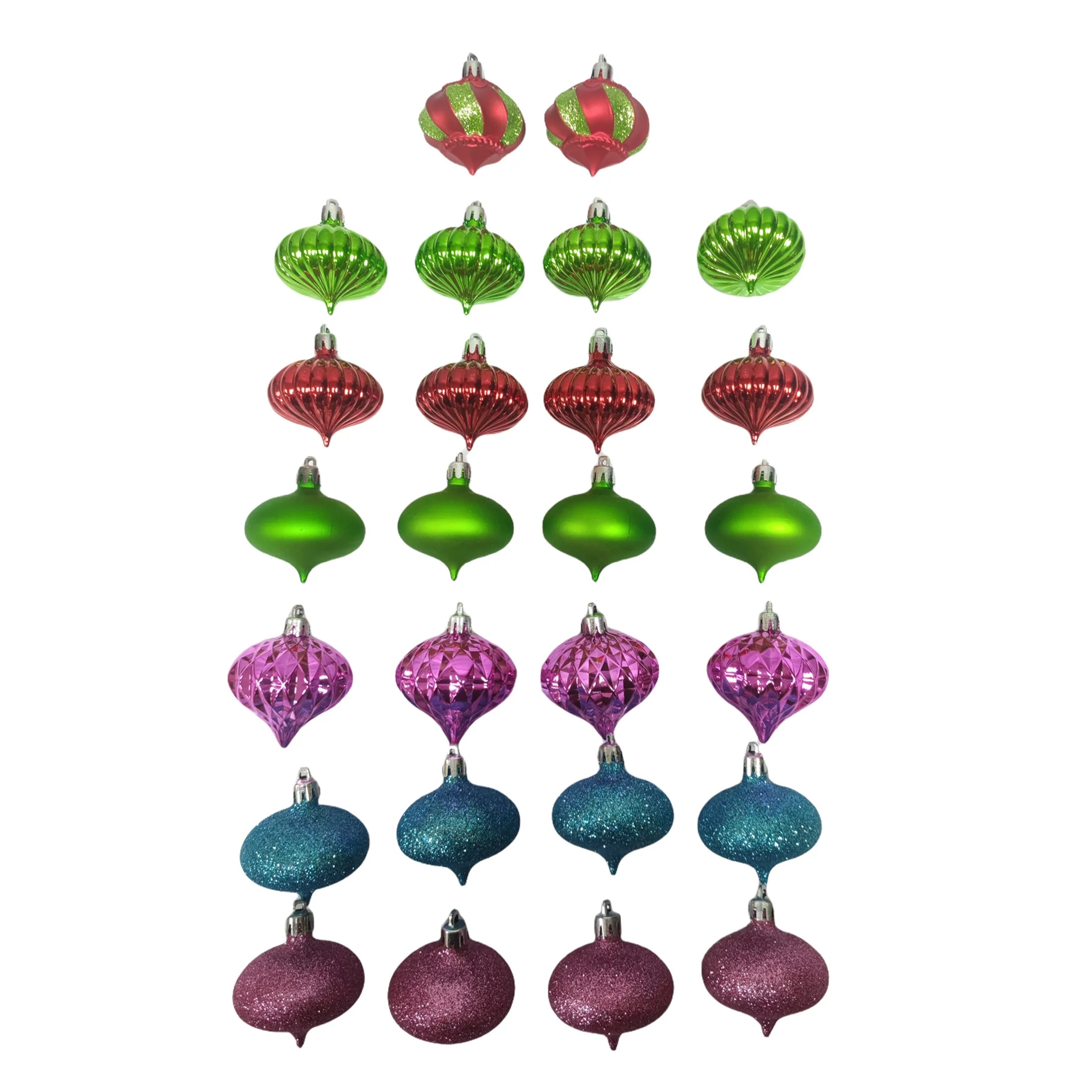 60mm Shatterproof Onion-Shaped Christmas Ornaments, Whimsy Theme, 26 Count, by Holiday Time | Walmart (US)