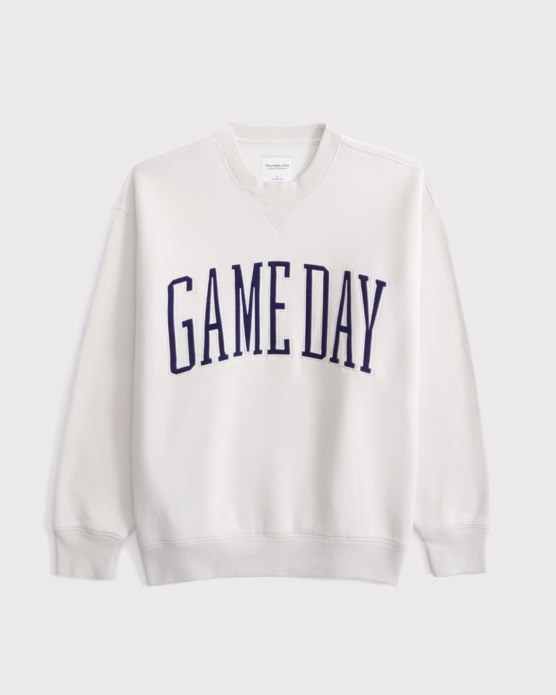 Abercrombie & Fitch Women's Game Day Vintage Sunday Crew in Cream - Size M | Abercrombie & Fitch (US)