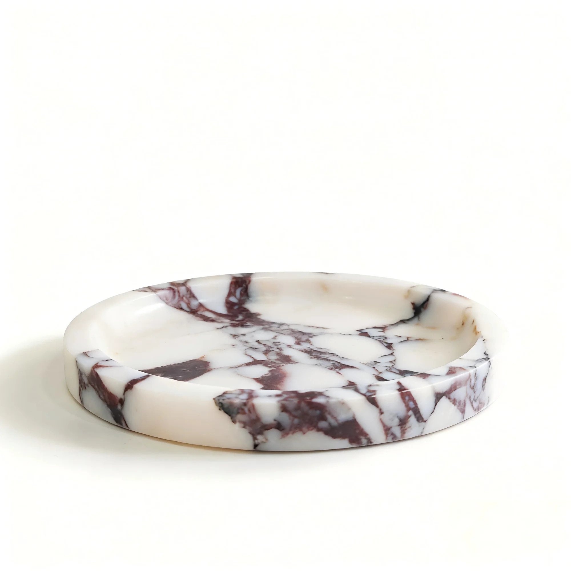 Round Calacatta Viola Marble Tray, Decorative Natural Stone Serving Platter for Jewelry, Perfume,... | Walmart (US)