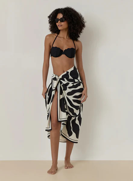 Black And Cream Printed Sarong- Bora | 4th & Reckless