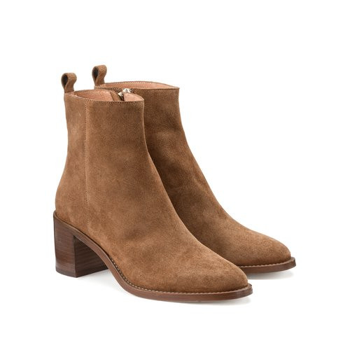 Signatures Faustine Block Heel Ankle Boots in Suede | La Redoute (UK)