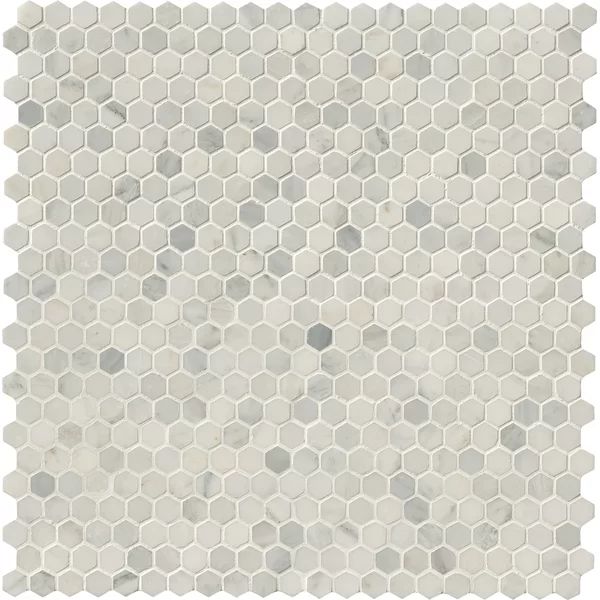Arabescato Carrara 1" x 1" Marble Honeycomb Mosaic Wall & Floor Tile | Wayfair North America
