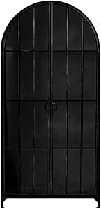 Creative Co-Op Arched Metal 2 Glass Doors and 3 Shelves Cabinet, 36" L x 17" W x 77" H, Black | Amazon (US)