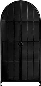 Creative Co-Op Arched Metal 2 Glass Doors and 3 Shelves Cabinet, 36" L x 17" W x 77" H, Black | Amazon (US)