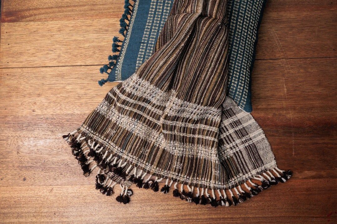 Multi Brown Indian Modern Bhujodi Wool Throw with tassels 100% Handmade & Organic Winter Throw Bl... | Etsy (US)
