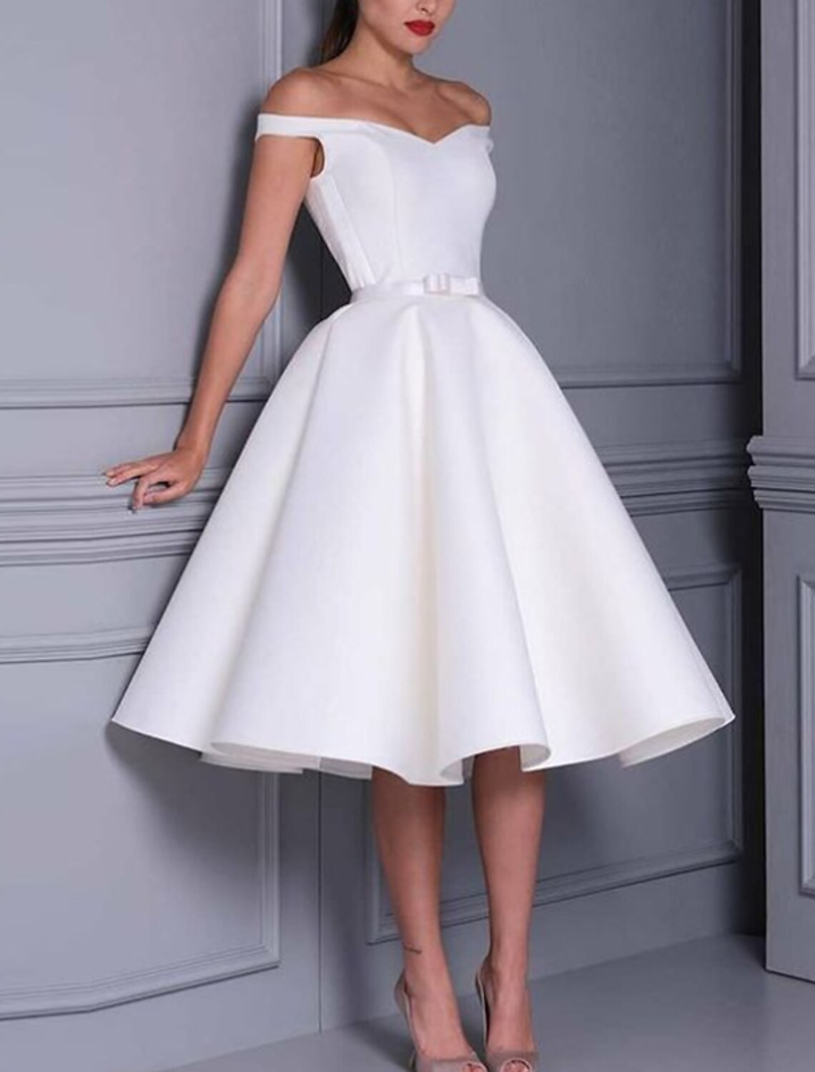 A-Line Cocktail Dresses 1950s Dress Wedding Guest Graduation Tea Length Sleeveless Off Shoulder F... | Lightinthebox