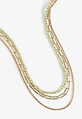 Gold And Green Beaded Layered Necklace | Maurices