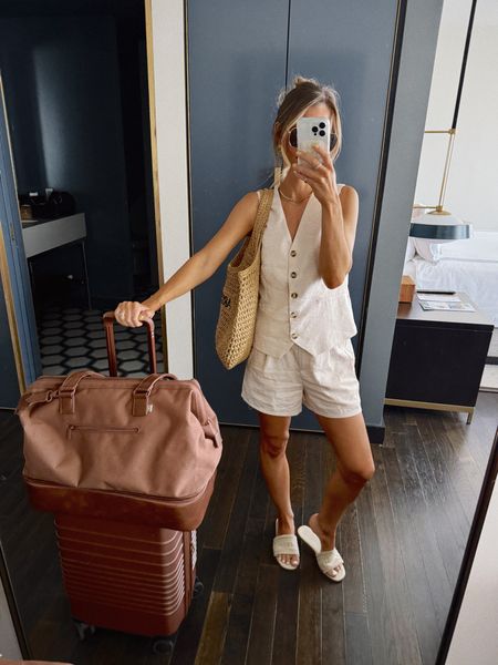 Amazon vest and shorts set! Around $45 I’m wearing an XS. BEIS luggage is worth the price!! Travel outfit. Vacation outfit  

#LTKTravel #LTKFindsUnder50 #LTKFindsUnder100