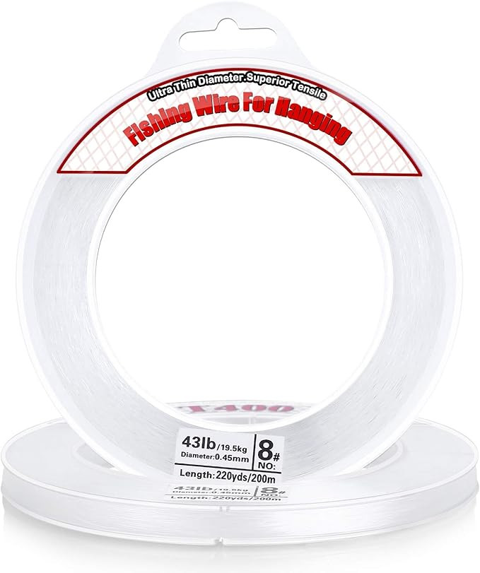 Clear Fishing Wire, Acejoz 656FT Fishing Line Clear Invisible Hanging Wire Strong Nylon String Su... | Amazon (US)