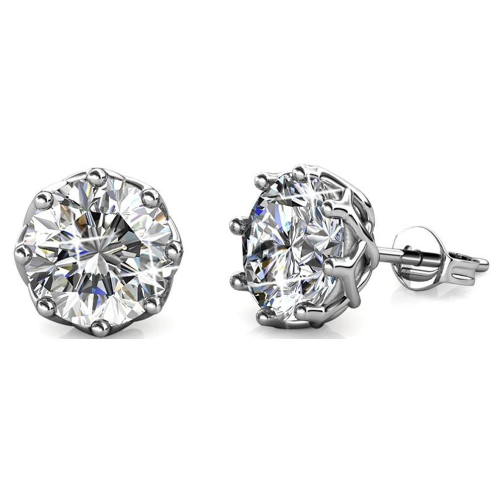 Cate & Chloe Eden 18k White Gold Plated Silver Stud Earrings with Swarovski Crystals | Solitaire ... | Walmart (US)