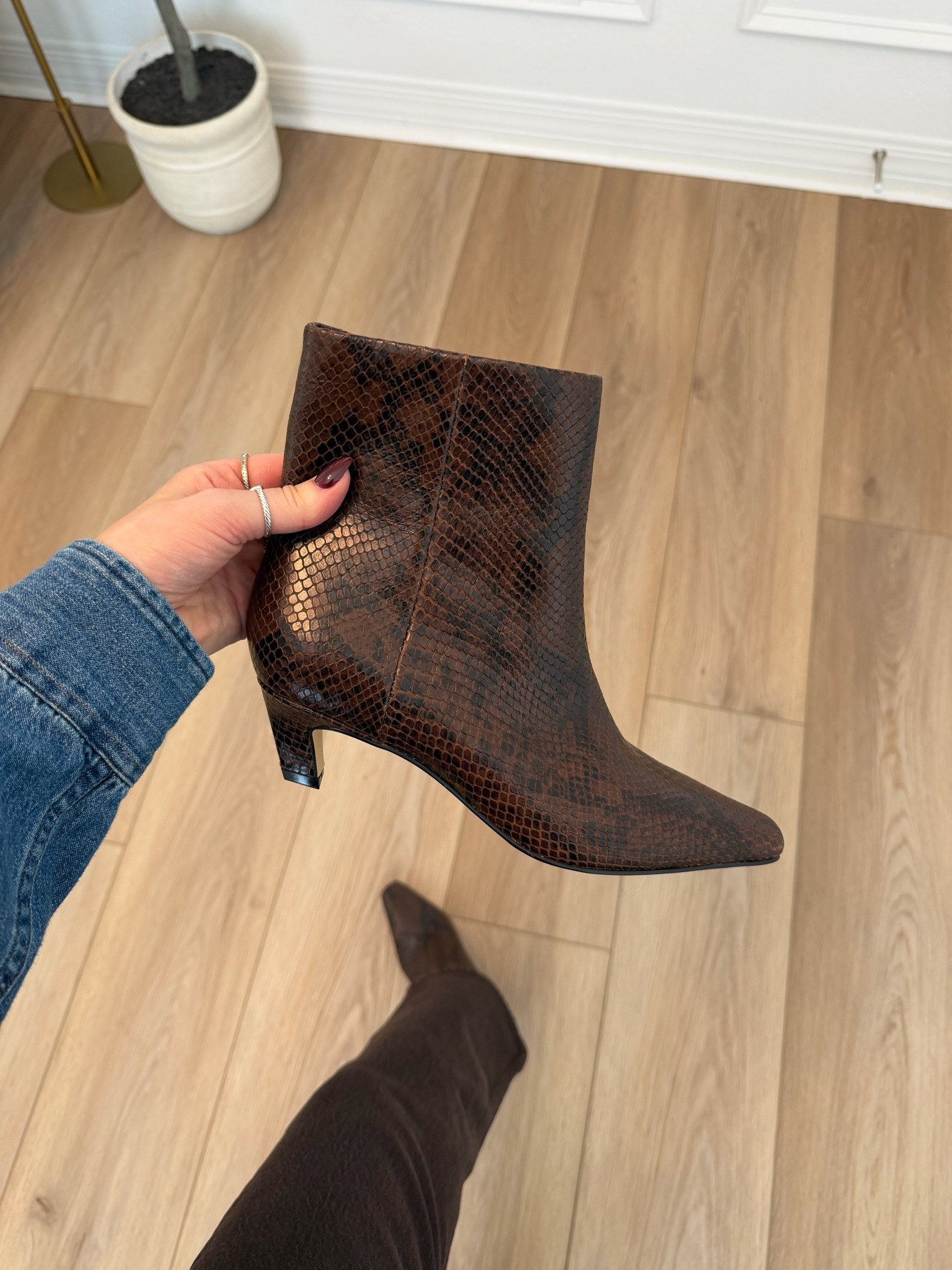 The most gorgeous fall boot!! Got my true size 

Fall bootie, snake print boot, fall shoes