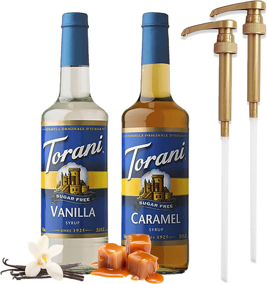 Coffee Syrup Variety Pack - Sugar Free Caramel & Vanilla Syrups for Coffee with 2 Jimoco Syrup Pu... | Amazon (US)