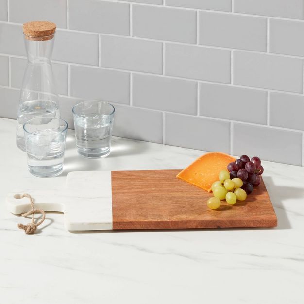 20&#34; x 8&#34; Marble and Wood Serving Board - Threshold&#8482; | Target