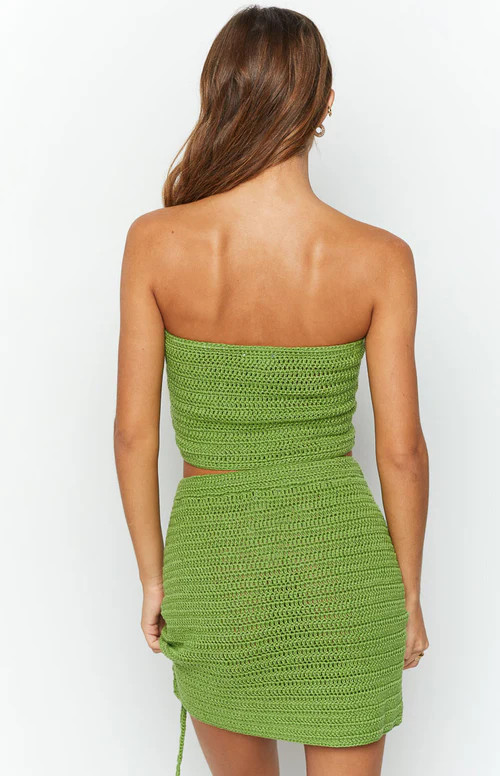 Stella Green Strapless Crochet Top | Beginning Boutique (AU)
