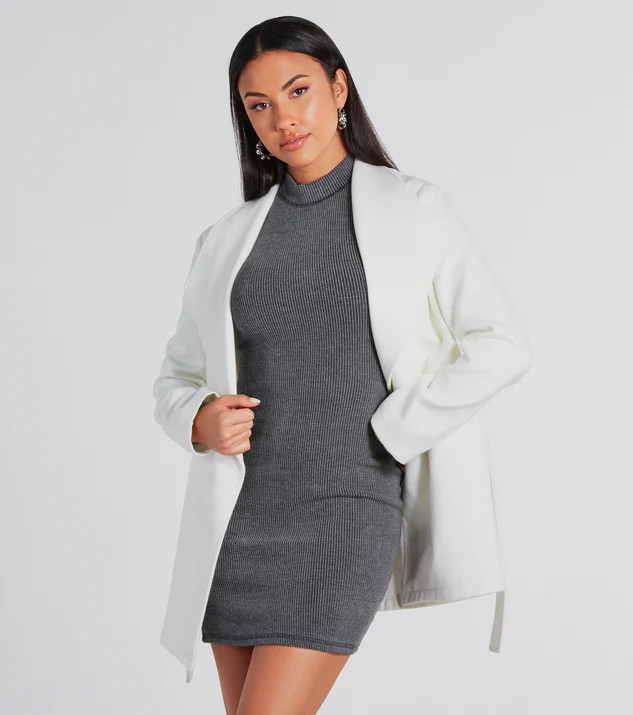 Trending Charm Faux Wool Belted Trench Coat | Windsor Stores