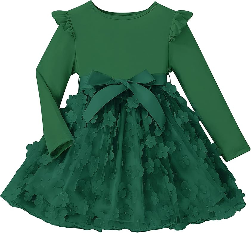 Kids4ever 2-6T Toddler Girls Tulle Dresses Fall Long Sleeves Flower Tutu Party Dress for Little G... | Amazon (US)
