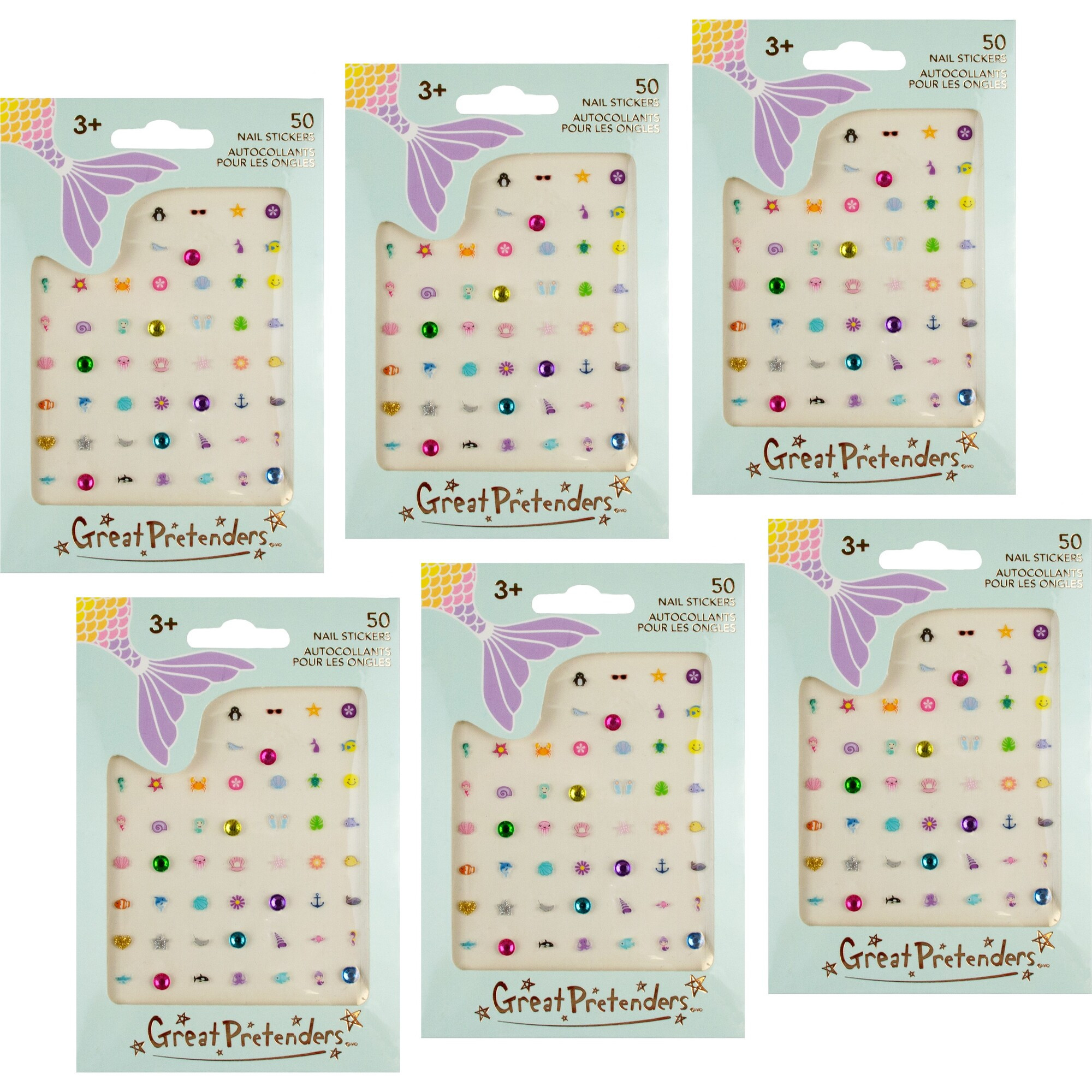 Enchanting Mermaid Nail Stickers, 6pc Bundle | Maisonette