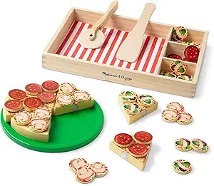 Melissa & Doug Pizza Party Wooden Play Food Set With 54 Toppings | Amazon (US)