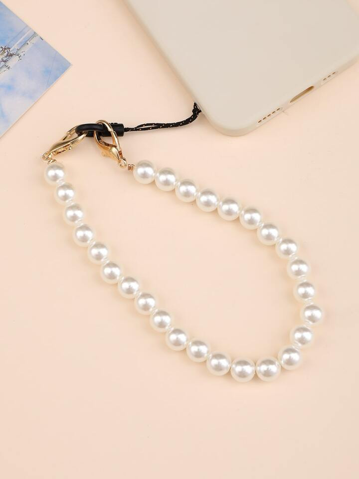 1pc Faux Pearl Beaded Phone Lanyard | SHEIN