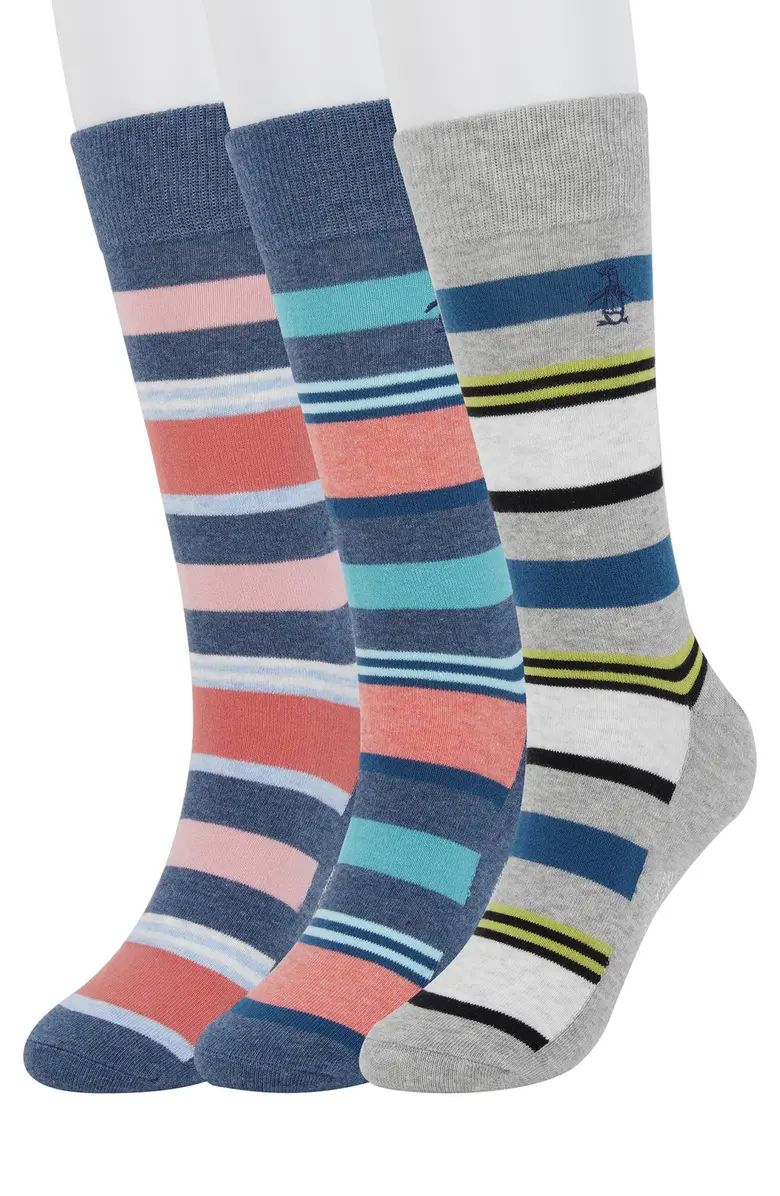 ORIGINAL PENGUIN Shoreside Stripe Print Crew Socks - Pack of 3 | Nordstromrack | Nordstrom Rack