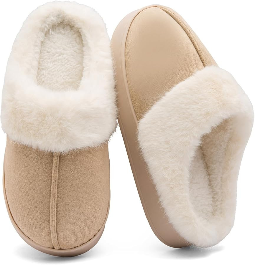 Women's Fuzzy Memory Foam Slippers Comfy Soft Winter Slip On House Slippers Bedroom Shoes with Wa... | Amazon (US)