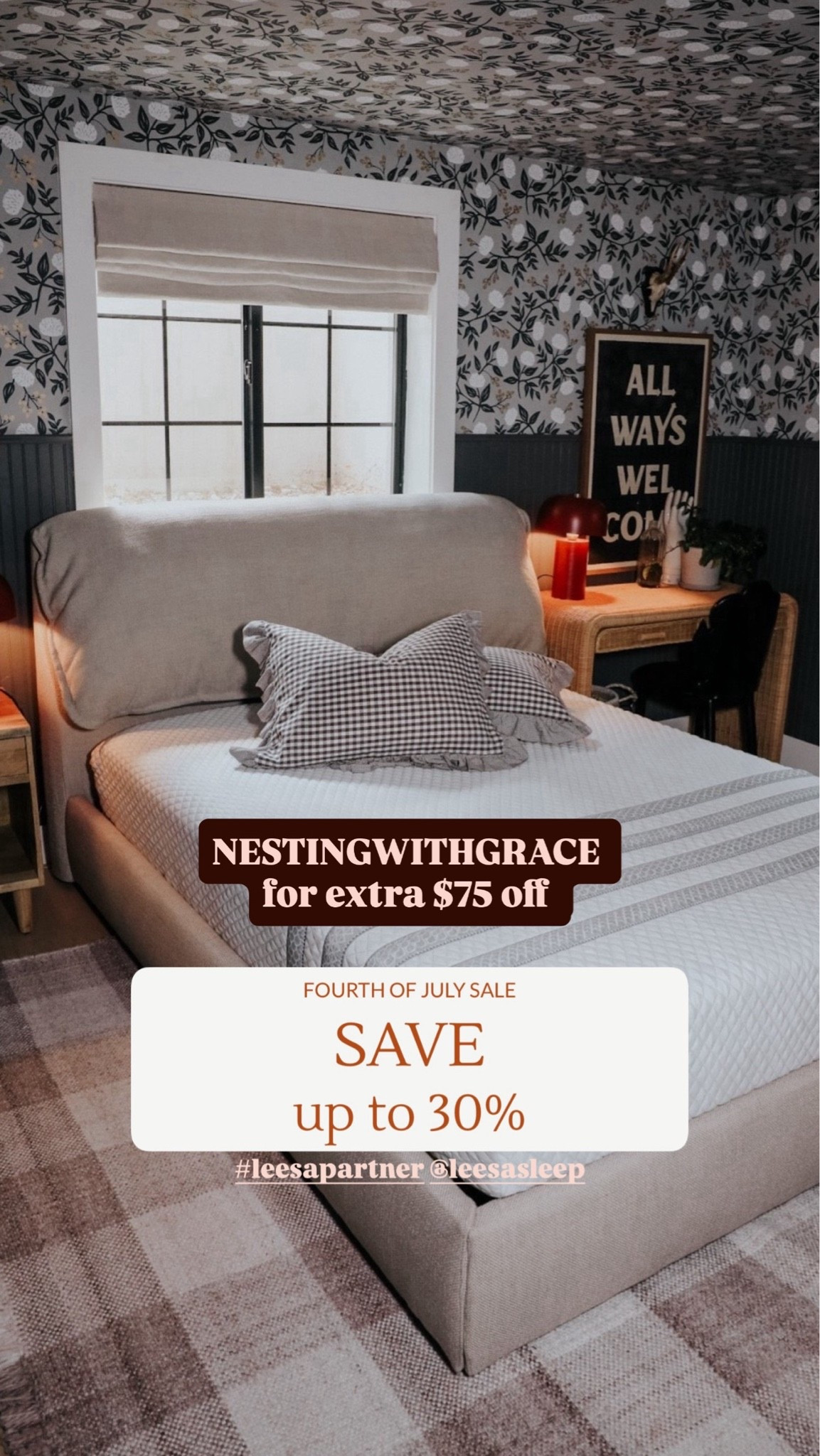 NESTINGWITHGRACE for extra $75 off

#leesapartner @leesasleep