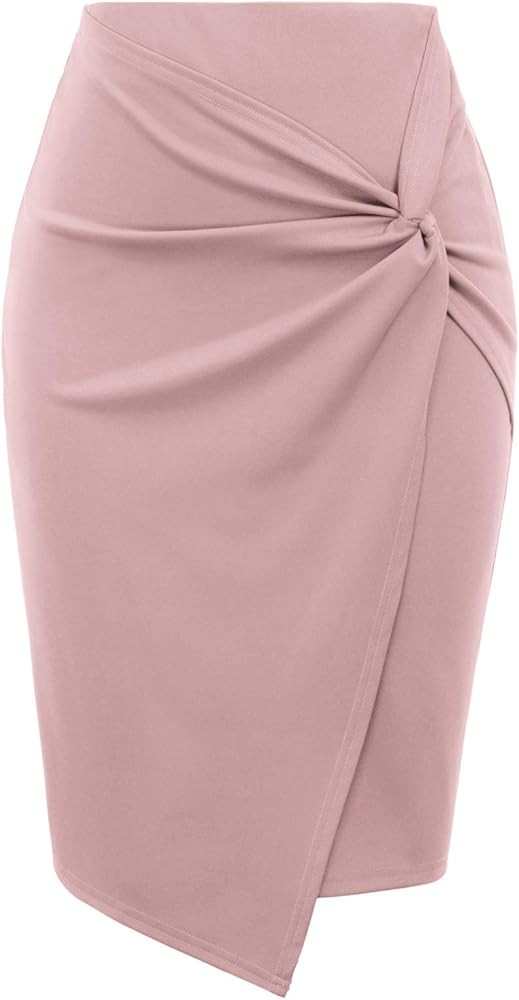 Kate Kasin Wear to Work Pencil Skirts for Women Elastic High Waist Wrap Front | Amazon (US)