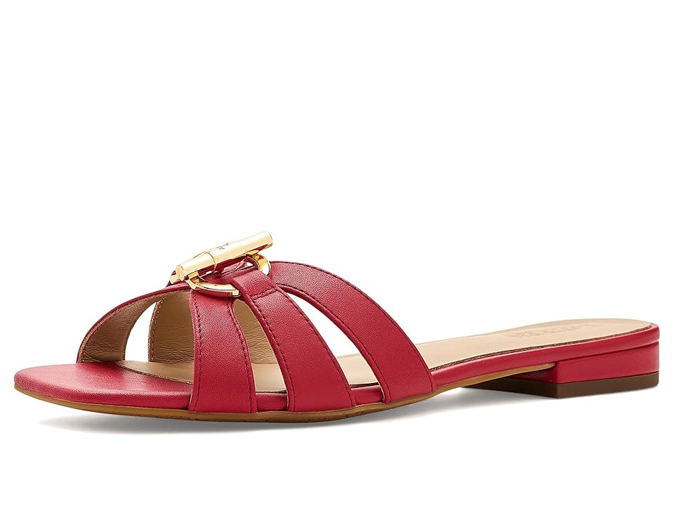 Lauren Ralph Lauren Blaike Nappa Leather Slide Sandals Women's Sandals Festive Red : 6 B - Medium | Zappos