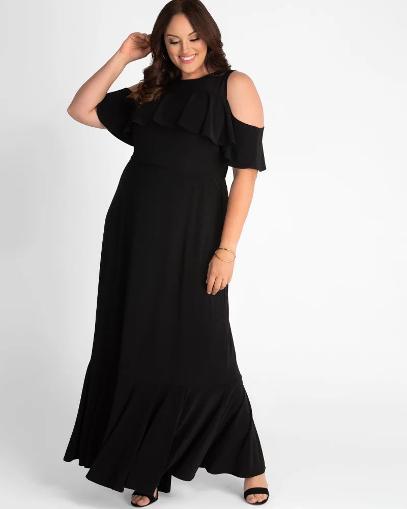 Piper Cold Shoulder Maxi Dress | Kiyonna Clothing