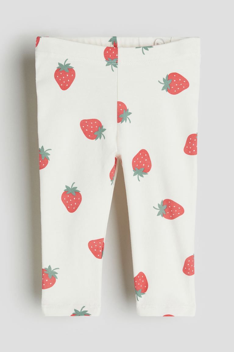 Cotton Leggings - Cream/strawberries - Kids | H&M US | H&M (US + CA)