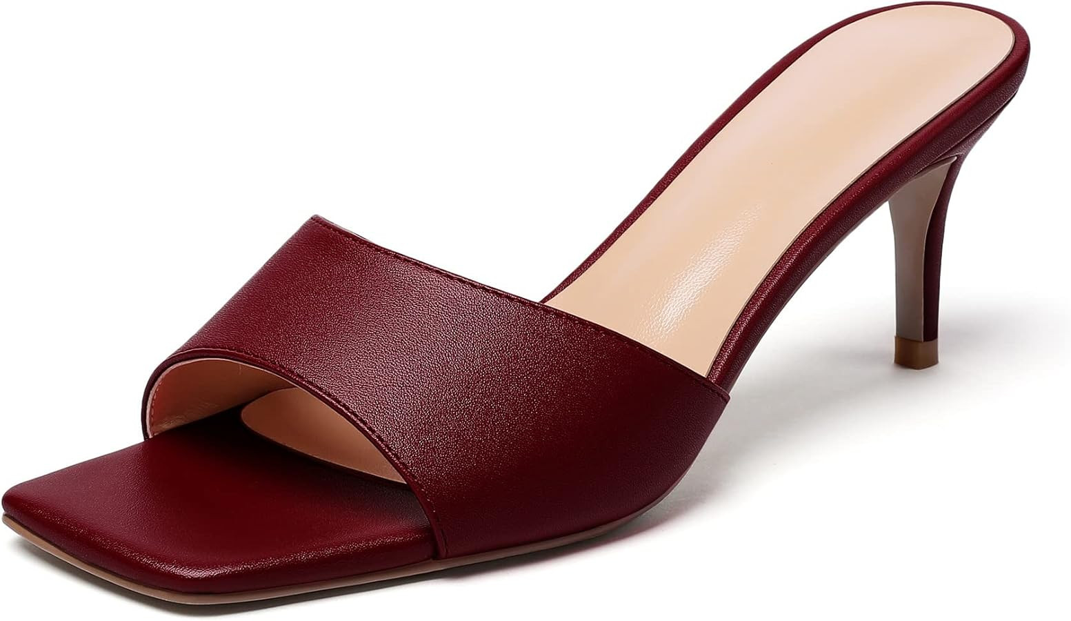 SAMMITOP Wome's Square Open Toe Mules Sandals; Slipper Heeled Stilettos; Sexy Kitten Heels for Ev... | Amazon (US)