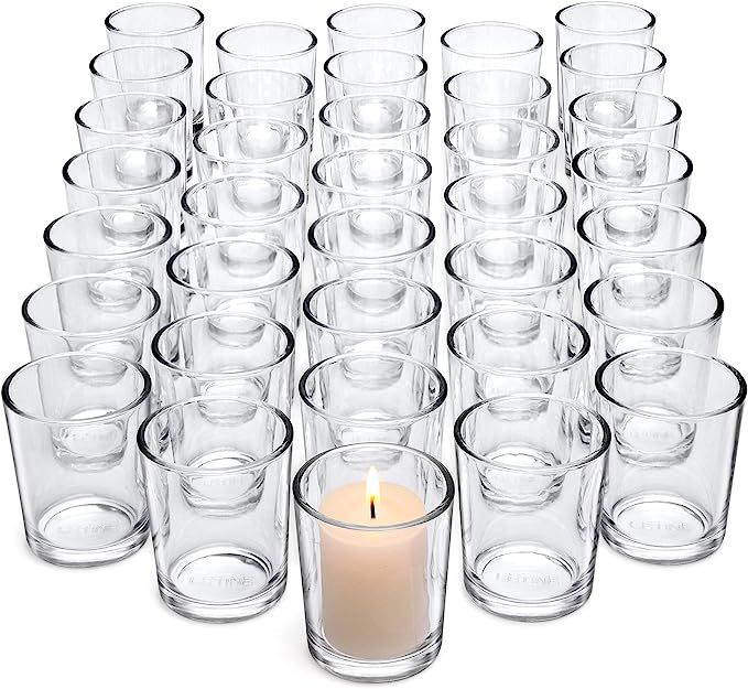 Amazon.com: Letine Clear Glass Tealight Candle Holder- Glass Votive Candle Holders Bulk Set of 36... | Amazon (US)