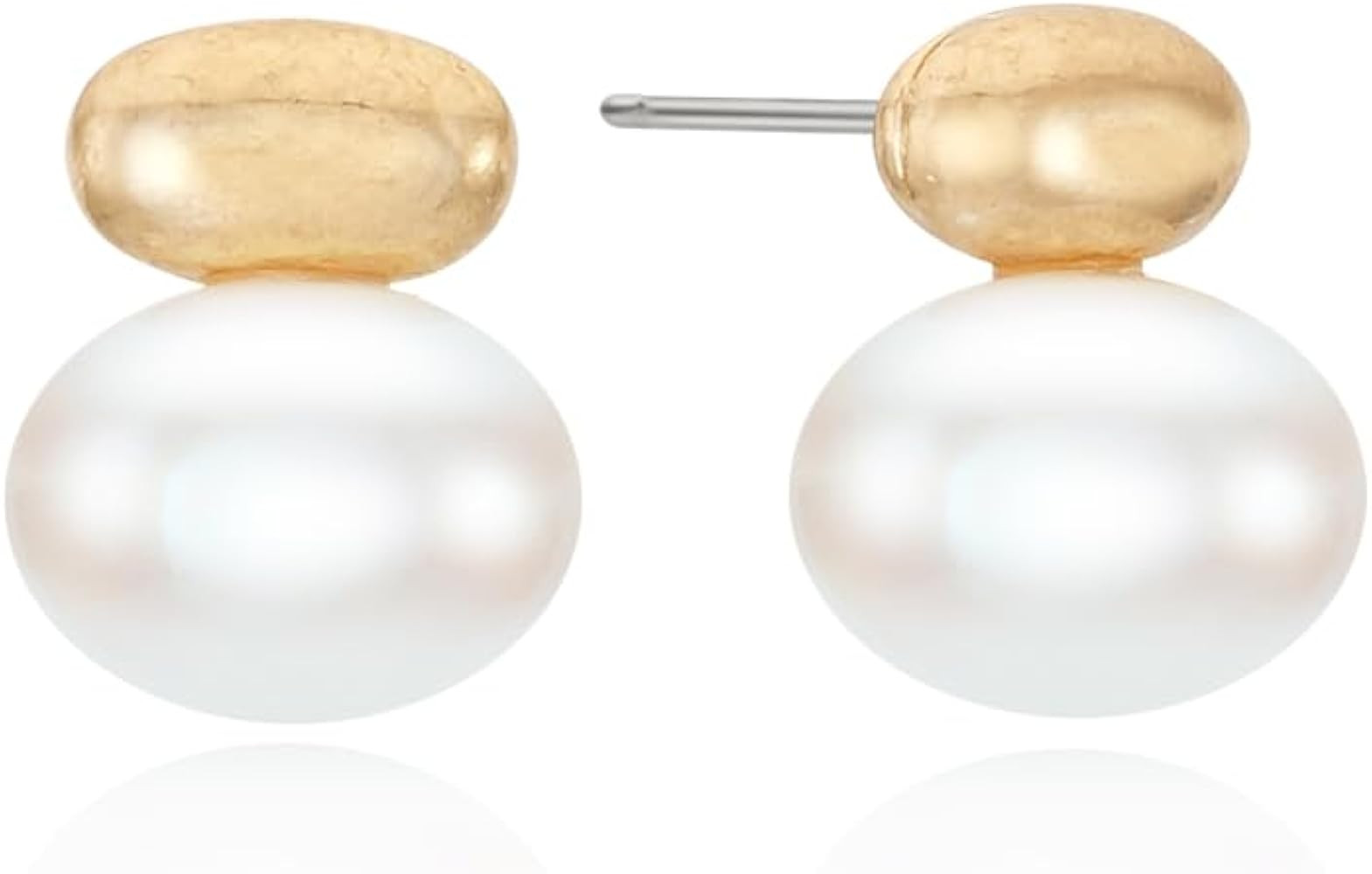 SYAP 18K Worn Gold/Silver Plated Pearl Earrings for Women Hypoallergenic Stud | K-Jewelry Gifts | Amazon (US)